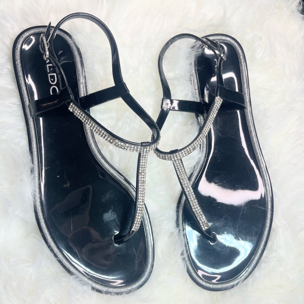 Aldo black rhinestone sandals. Size 8.